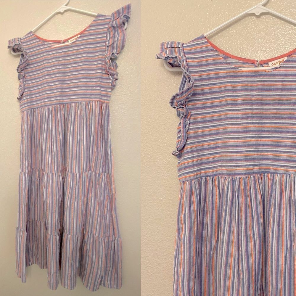 Cat & Jack long maxi ruffle stripes boho girls cotton summer dress XL 14-16